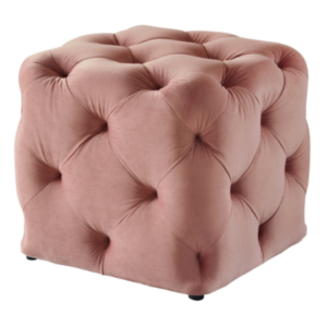 Foshan factory Contemporary style blush pink velvet tufted square ottoman stool
