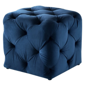 Foshan factory Contemporary style navy blue velvet tufted square ottoman stool