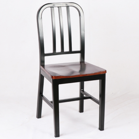 Modern event rental hire furniture black aluminum frame round backrest stackable wedding chair