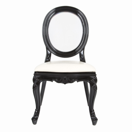 Event rental furniture french style black resin frame upholster seat banquet wedding chair