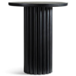 Modern event hire bar furniture black wooden round cocktail tables wood event tables