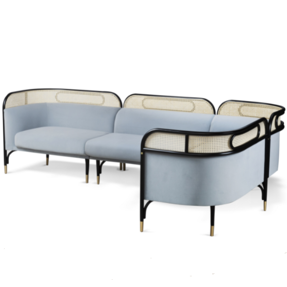 2pcs metal base upholstered outdoor lounge sofa