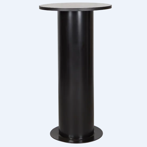 Event hire furniture White marble top metal legs round bar table