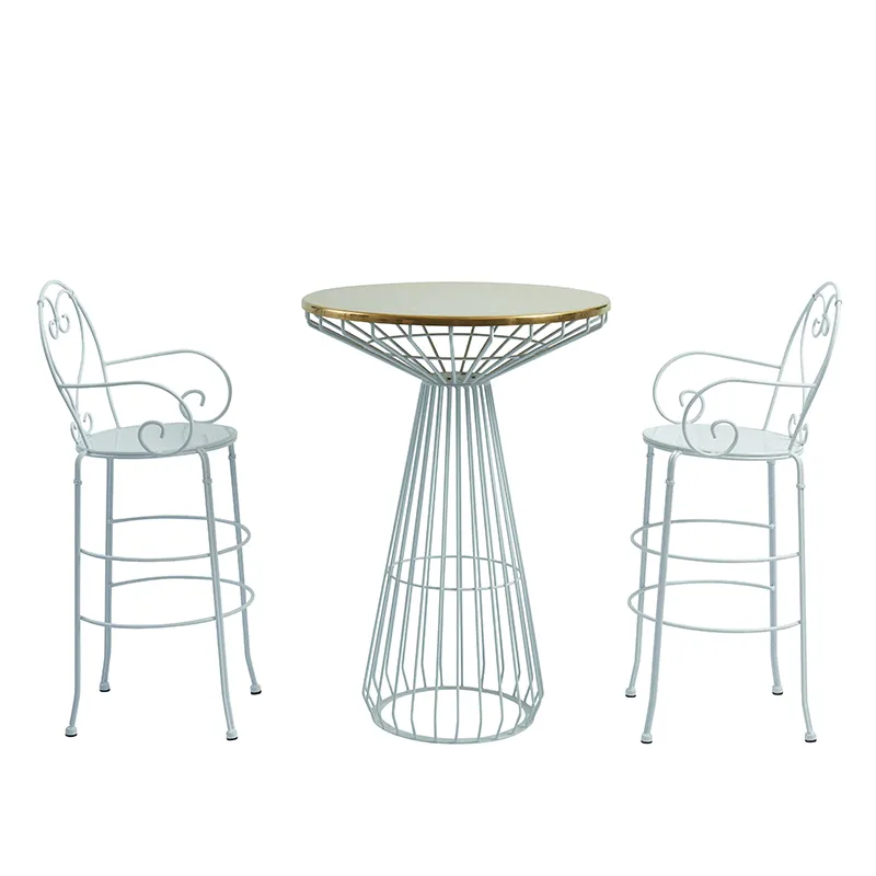Rose gold metal Wire stackable Bar Chair