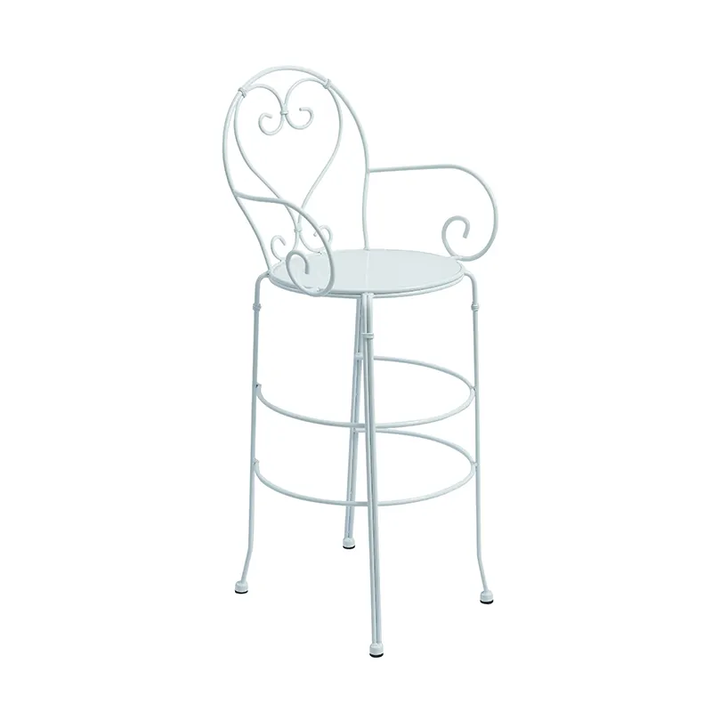 White metal hairpin legs orange PU seat bar stool