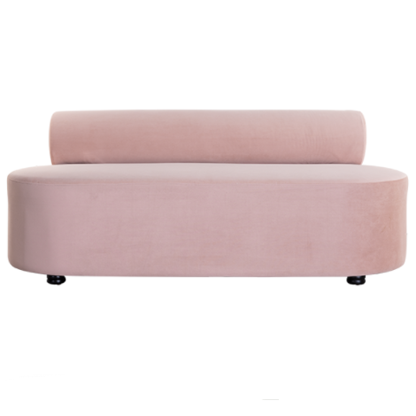 Event rental furniture event sofas wooden legs pink velvet couch with cylinder back velvet couch