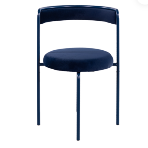 Customized design furniture trends metal frame navy blue vekvet dining chair party rental blue velvet chair