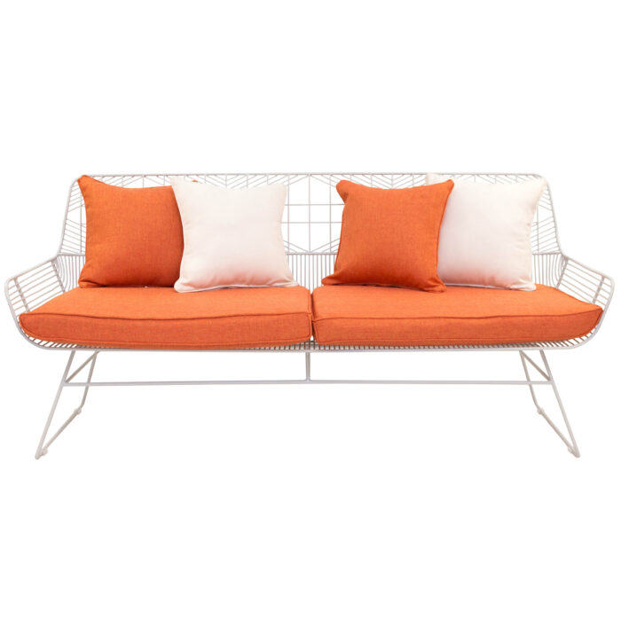 Party furniture trends rental black metal base orange velvet banquette lounge velvet event sofa