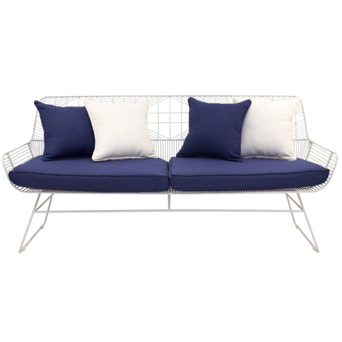Event rental furniture white and blue mixed velvet upholster channel design lounge sofa event sofas
