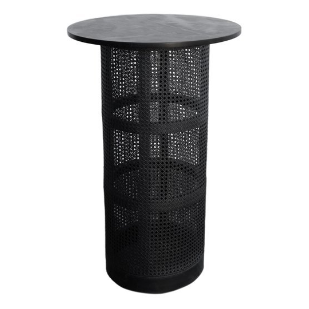 Black powder coated metal round side table