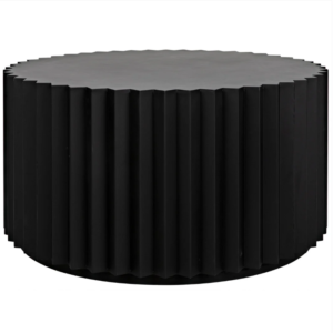 New design black metal powder coated round coffee table with crimped edges black steel coffee table