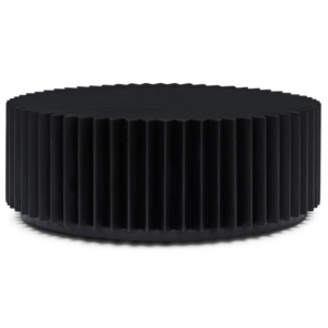 New design black matte finish wooden round coffee table with crimped edges black timber coffee table