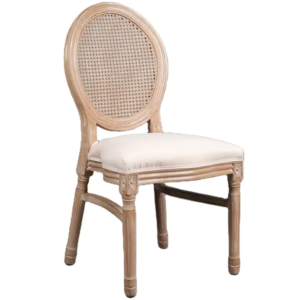 French Louis Wedding Events Chair Wooden frame with rattan back Louis chair Antique look timber stackable Louis chair