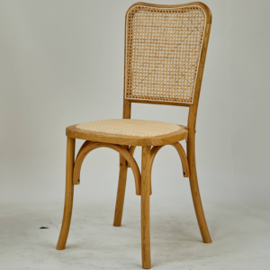 Beech wood frame Mesh Wicker Rattan Back Dining Chair wooden rattan seat stackable dining chair for event hire