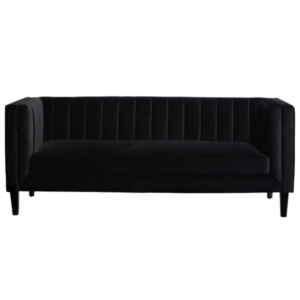 Modern design high quality wooden legs black velvet 3 seater sofa black velvet wedding couch sofa