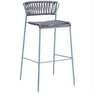 Outdoor bar furniture metal frame gray rope weaving bar stool metal high stackable bar chair