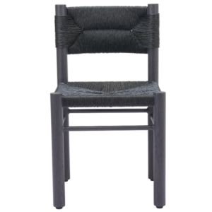 New arrival ash wood stackable paper rope woven chair black timber dining chair for wedding