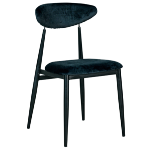 Factory price modern design black metal legs black velvet dining chair metal frame fabric upholstered dining chair