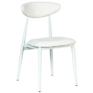 Wholesale white metal legs white velvet dining chair white metal frame fabric upholstered dining chair