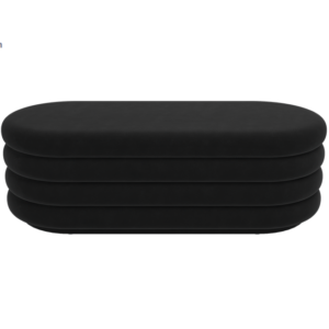 New arrival Contemporary design black velvet oval ottoman channel tufting fabric upholstery ottoman stool