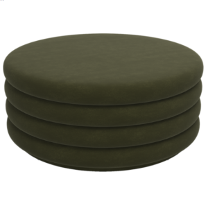 Factory price green velvet round ottoman channel tufting fabric upholstery ottoman pouf