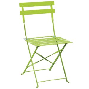 Outdoor patio Pavement furniture green powder coated metal bistro chair metal folding chair