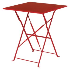 Outdoor bistro furniture Bolero square Pavement Style red metal bistro folding table