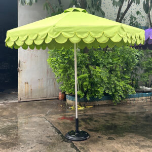 Outdoor Patio wedding Umbrellas aluminum frame dusty green fabric double scalloped umbrella parasol central column circular Sun Umbrella for outdoor events