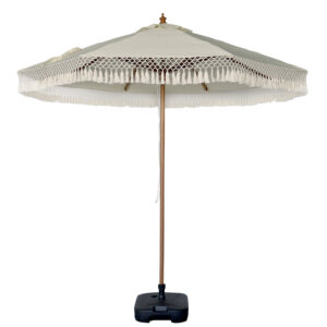 Outdoor wedding Umbrellas aluminum frame beige fabric parasol central column circular Sun Umbrella with fringe for outdoor events