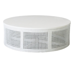 White painted  round wooden rattan coffee table timber & rattan coffee table