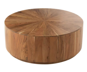 Antique look round wooden coffee table timber coffee table