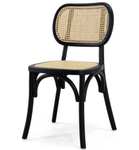 Wholesale event furniture stackable black lacquered solid wood rattan Seat dining chair black timber wood cane rattan chair for wedding