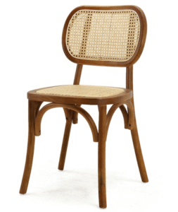 Wholesale event furniture stackable light walnut lacquered solid wood rattan Seat dining chair walnut timber wood cane rattan chair for wedding