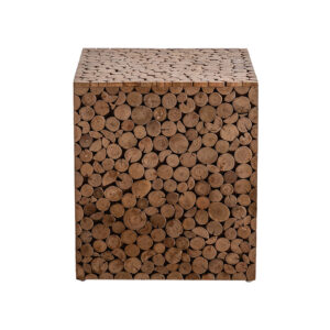 Antique design wooden square coffee table timber wood look side table