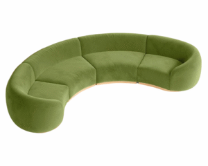Event furniture velvet curved sofa gold stainless steel base moss green modular velvet sofa with curved arms