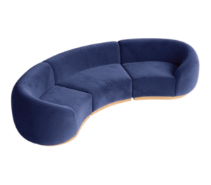 Event rental furniture gold stainless steel base Sapphire velvet curved modular sofa for wedding