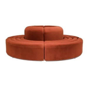 Party rental furniture black metal steel base burnt orange velvet curved modular circle sofa for event