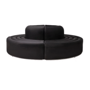 Event rental furniture black metal steel base black velvet curved modular circle sofa for wedding