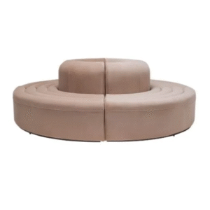 Event rental furniture black metal steel base beige velvet curved modular circle sofa for party