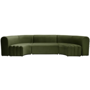 Event  furniture black metal steel base olive green velvet  modular curved lounge sofa for event
