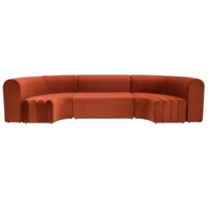Event  furniture black metal steel base burnt orange velvet  modular curved lounge sofa for event