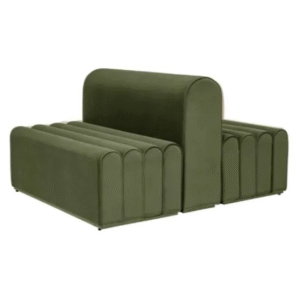 Wedding  furniture black metal steel base olive green velvet  modular lounge sofa for party