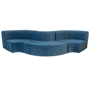 Event rental  furniture black metal steel base blue velvet  modular lounge sofa velvet event sofa
