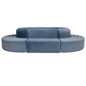 Event rental  furniture gold metal steel base blue velvet  modular lounge sofa velvet event sofa