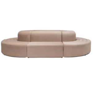 Event rental  furniture gold metal steel base beige velvet  modular lounge sofa velvet event sofa