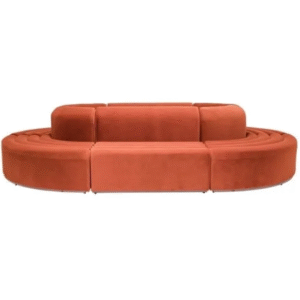 Custom-made event rental  furniture gold metal steel base orange velvet  modular lounge sofa velvet event sofa