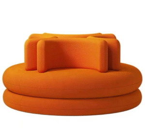 Wholesale event rental  furniture orange velvet upholstered round circle with four U-shaped backrests lounge sofa