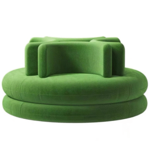 Custom-made event rental  furniture green velvet upholstered round circle with four U-shaped backrests lounge sofa