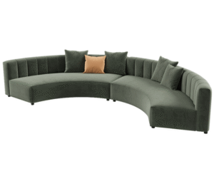 Event rental  furniture manufacturer black metal legs green velvet upholstered modular lounge sofa