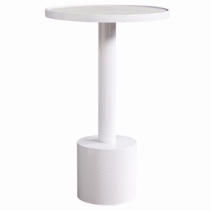 Event furniture unique design white powder coating round metal base white marble look top high bar table